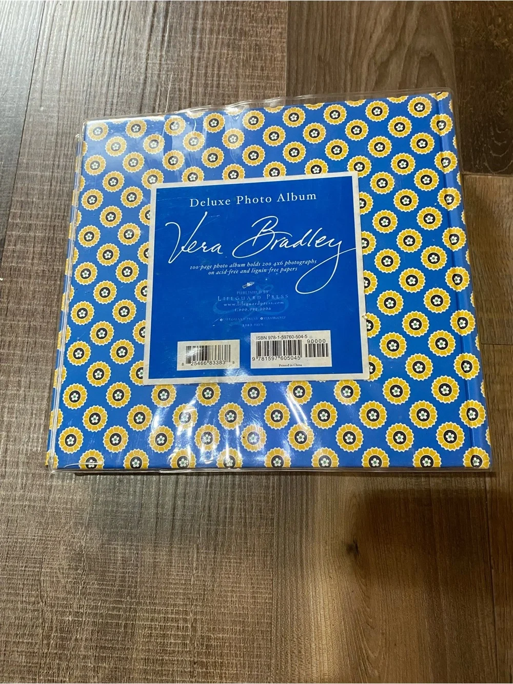 Vera Bradley Blue and Yellow Floral Photo Album with White Bow Accent